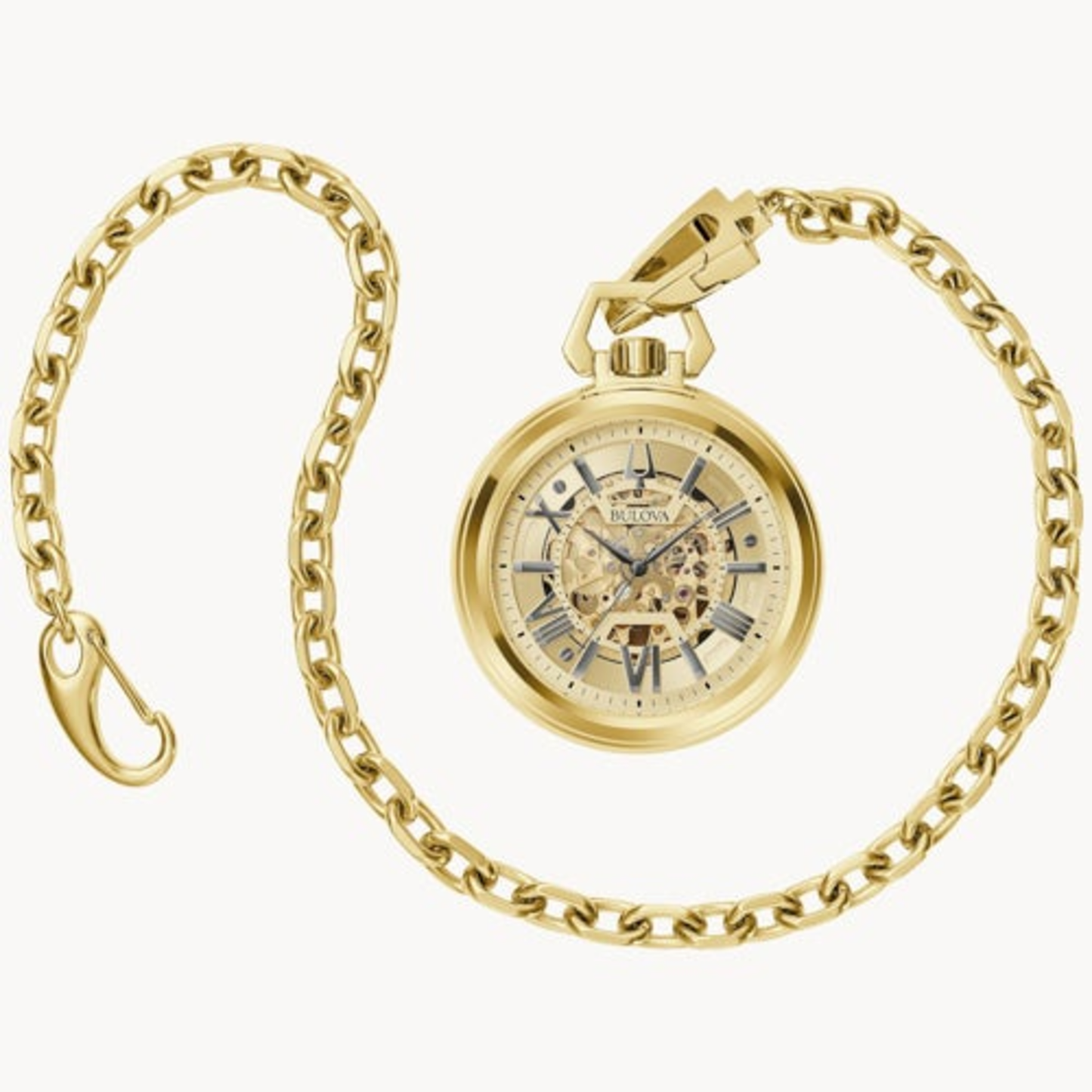 SUTTON GOLD-TONE STAINLESS STEEL AUTOMATIC POCKET WATCH GOLD DIAL