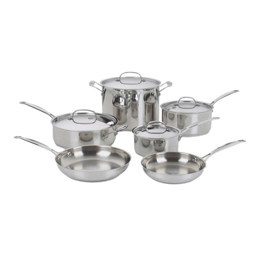 CUISINART CHEF'S CLASSIC STAINLESS 10PC COOKWARE SET