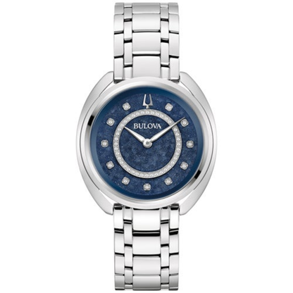 LADIES' DUALITY SILVER-TONE STAINLESS STEEL WATCH W/ STRAPS, BLUE DIAL