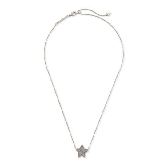 KENDRA SCOTT JAE STAR SILVER PENDANT NECKLACE IN PLATINUM DRUSY