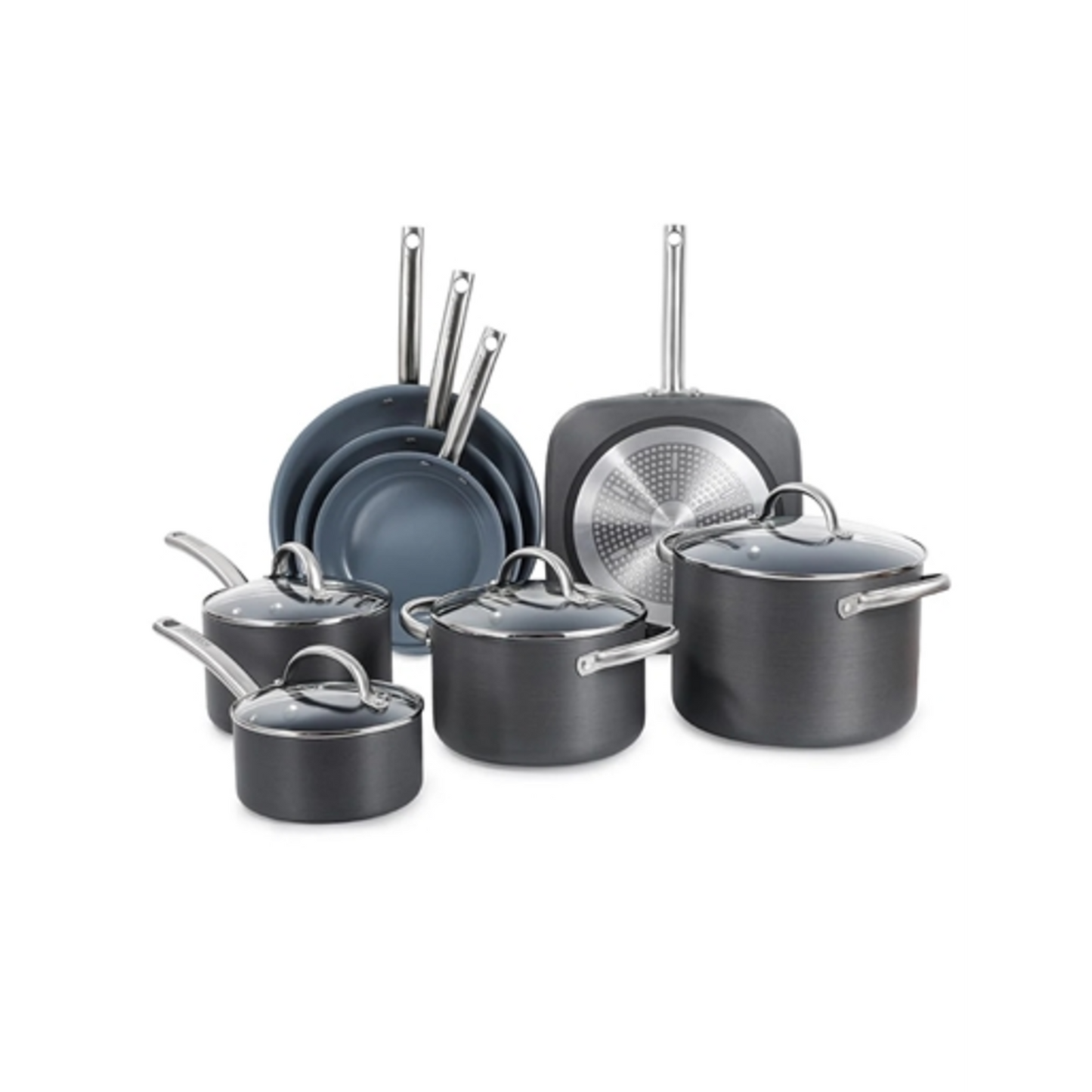 COOKWARE SET, GRAY, 12 PIECES