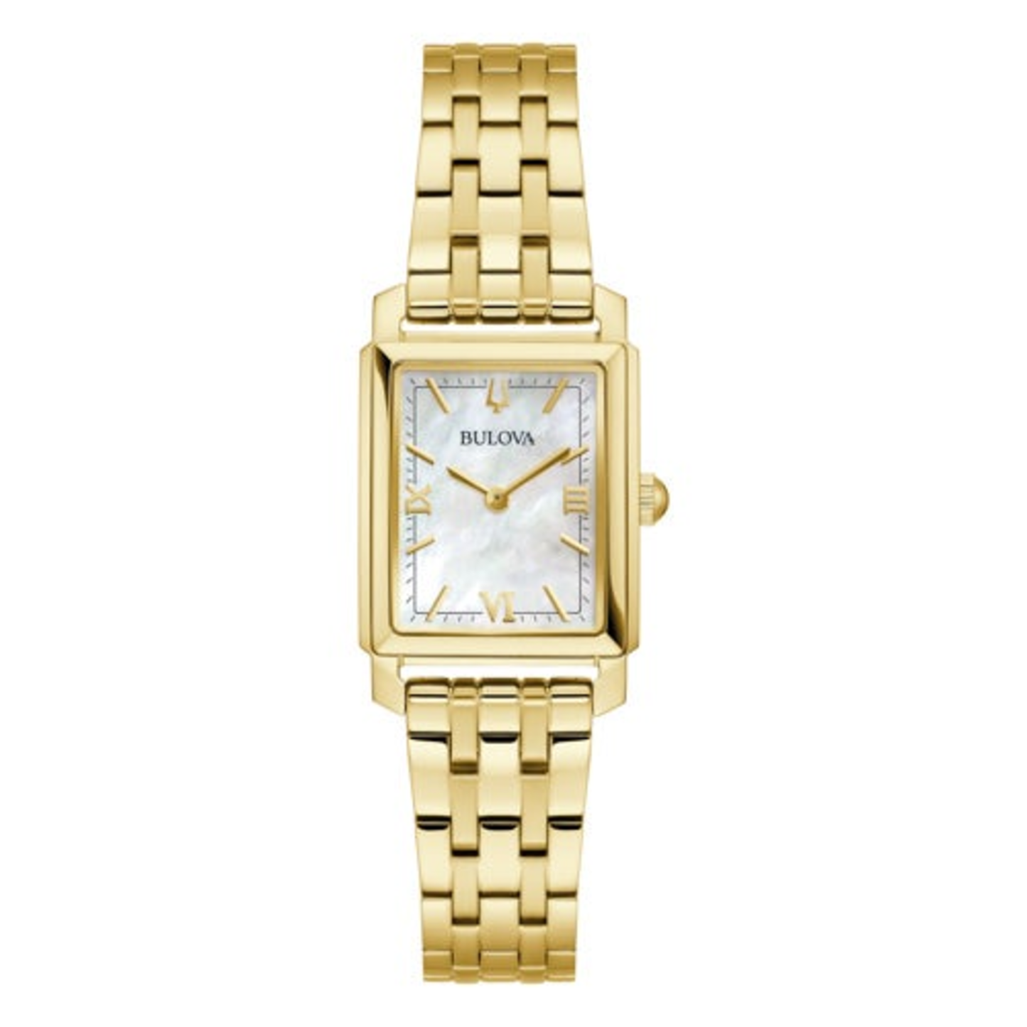 LADIES' SUTTON GOLD-TONE STAINLESS STEEL RECTANGLE WATCH, MOTHER-OF-PEARL DIAL