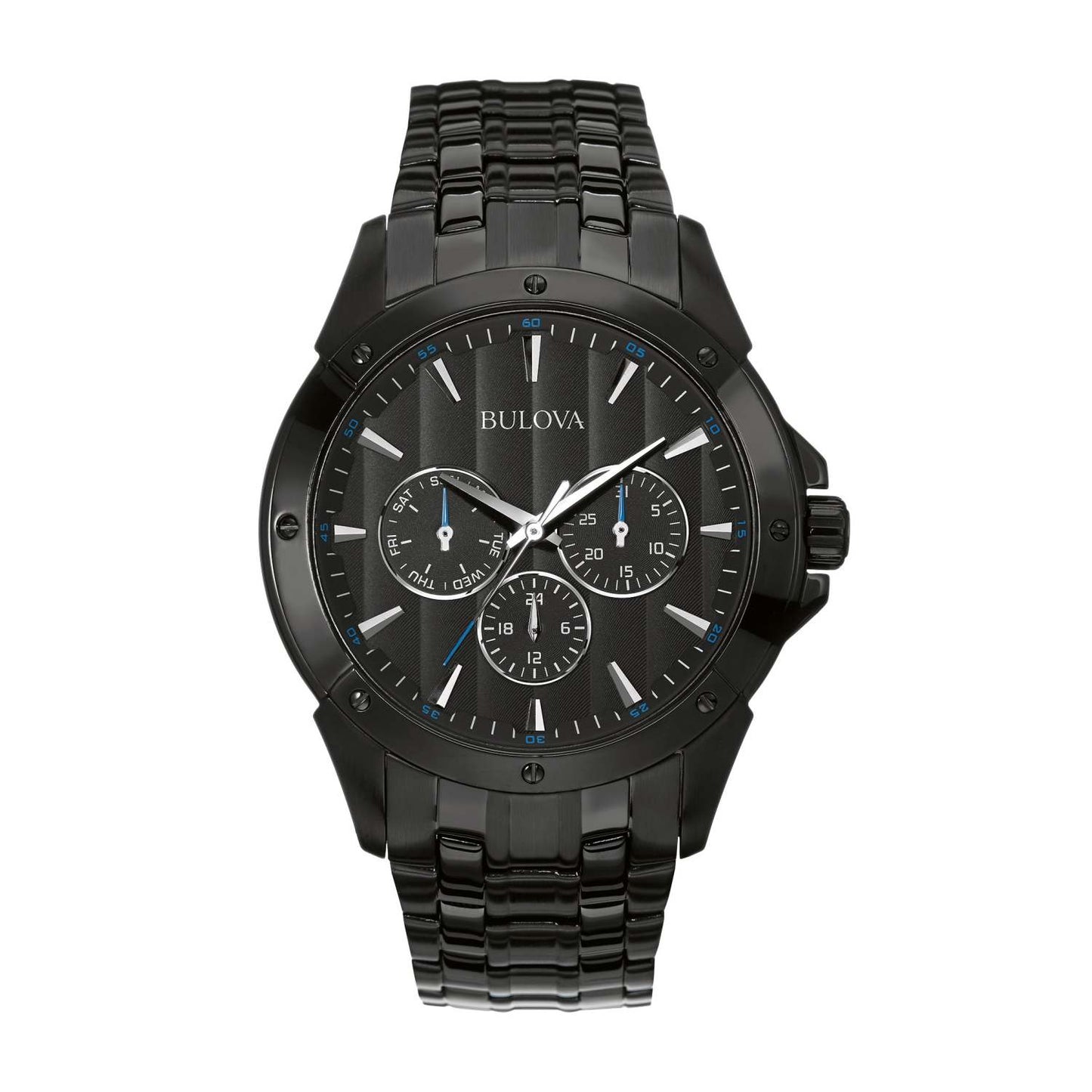 MENS BLACK ION-PLATED STAINLESS STEEL WATCH BLACK DIAL