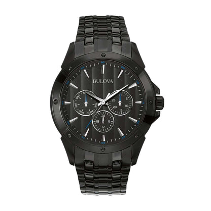 MENS BLACK ION-PLATED STAINLESS STEEL WATCH BLACK DIAL