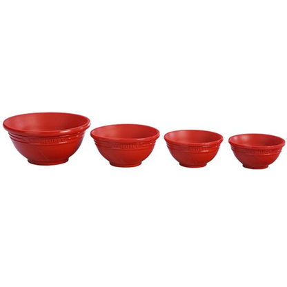 4PC SILICONE PREP BOWLS CERISE
