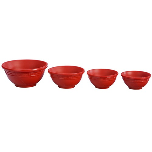 4PC SILICONE PREP BOWLS CERISE
