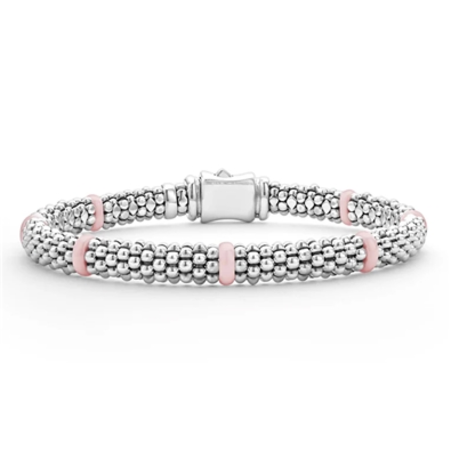CERAMIC STATION CAVIAR BRACELET, PINK, 6.25"-6.75"