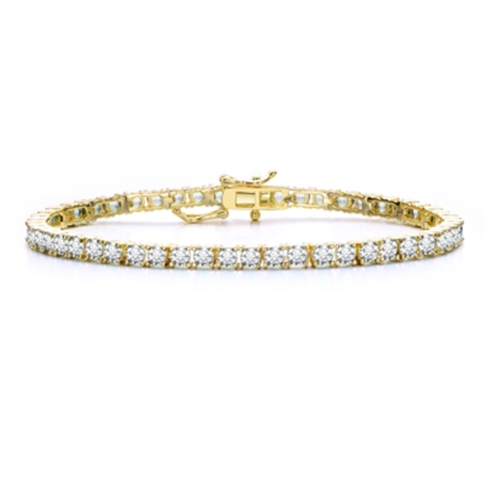 14K GOLD WHITE TENNIS BRACELET, GOLD, 7"