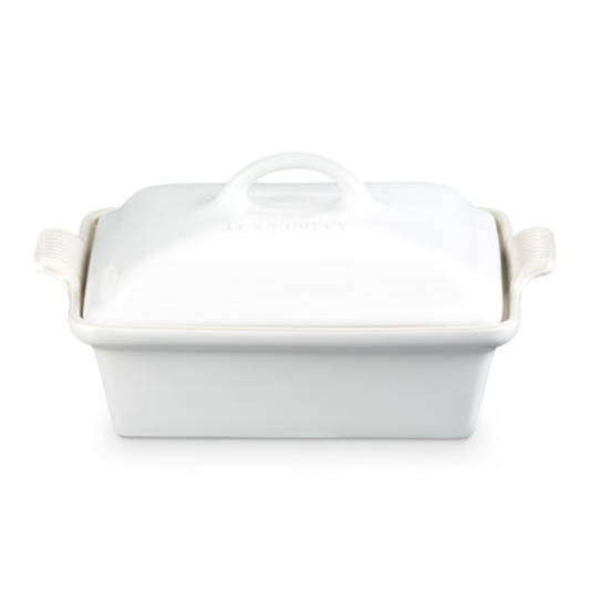 2QT HERITAGE STONEWARE SHALLOW COVERED SQUARE CASSEROLE COTTON