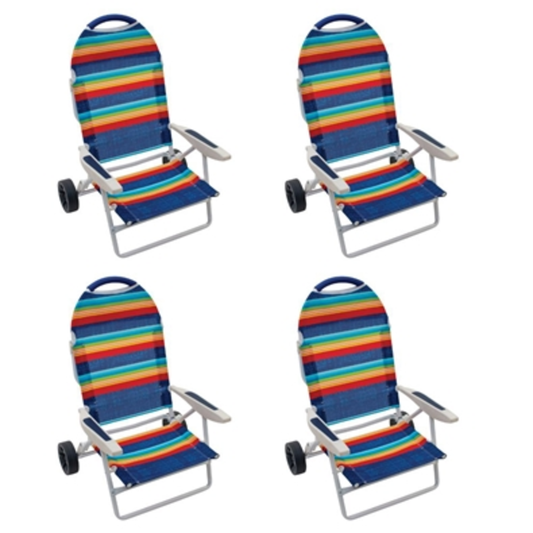 TRANSPORTER BEACH CHAIR SET, MULTI-STRIPED, 4 PACK