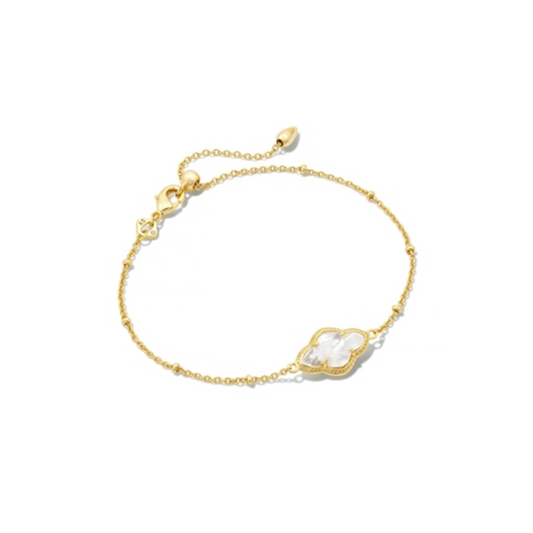 ABBIE SATELLITE CHAIN BRACELET, GOLD/IVORY MOTHER OF PEARL