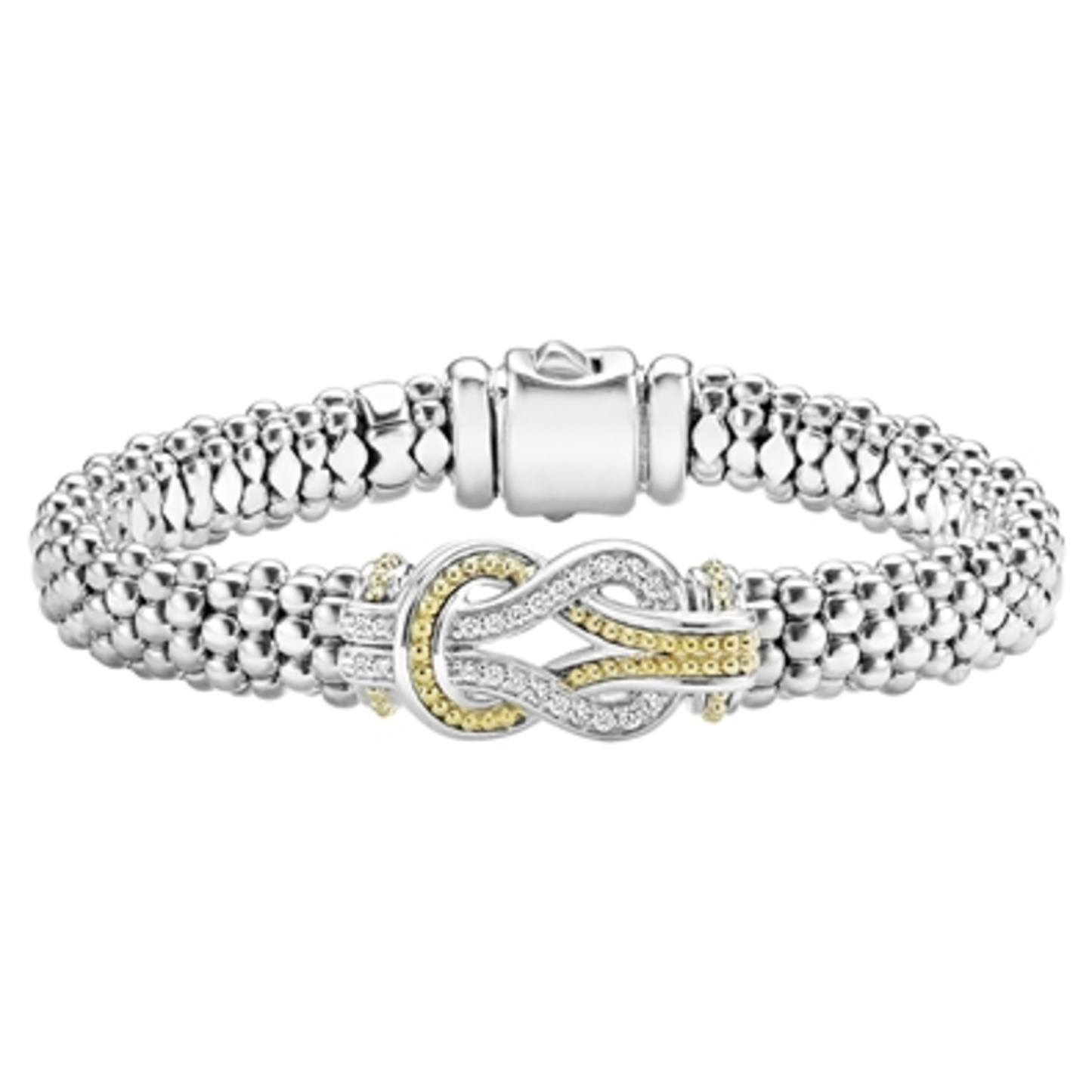TWO-TONE KNOT CAVIAR DIAMOND BRACELET, 7"