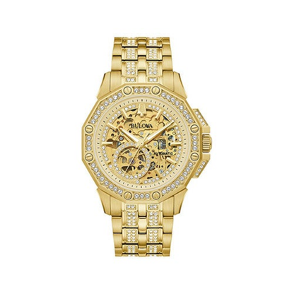 MENS OCTAVA AUTOMATIC GOLD-TONE CRYSTAL WATCH SKELETON DIAL