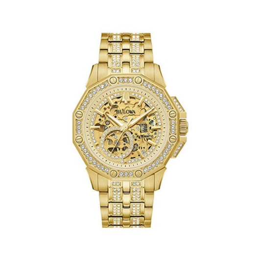 MENS OCTAVA AUTOMATIC GOLD-TONE CRYSTAL WATCH SKELETON DIAL
