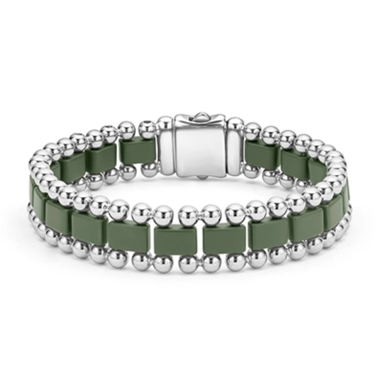 MEN'S MATTE HUNTER GREEN CERAMIC LINK BRACELET