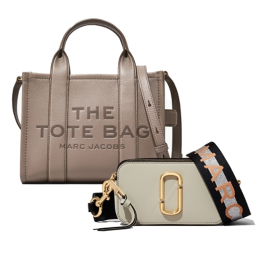 SMALL LEATHER TOTE/SNAPSHOT DUO, CEMENT/NEW DUST MULTI