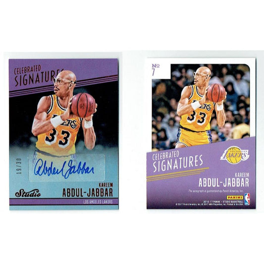 Kareem Abdul-Jabbar Autographed 2016-17 Panini Studio Basketball Card #19/30