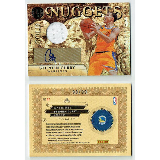 Stephen Curry Autographed 2010-11 Panini Gold Standard Game Used Jersey 2nd Year Basketball Card